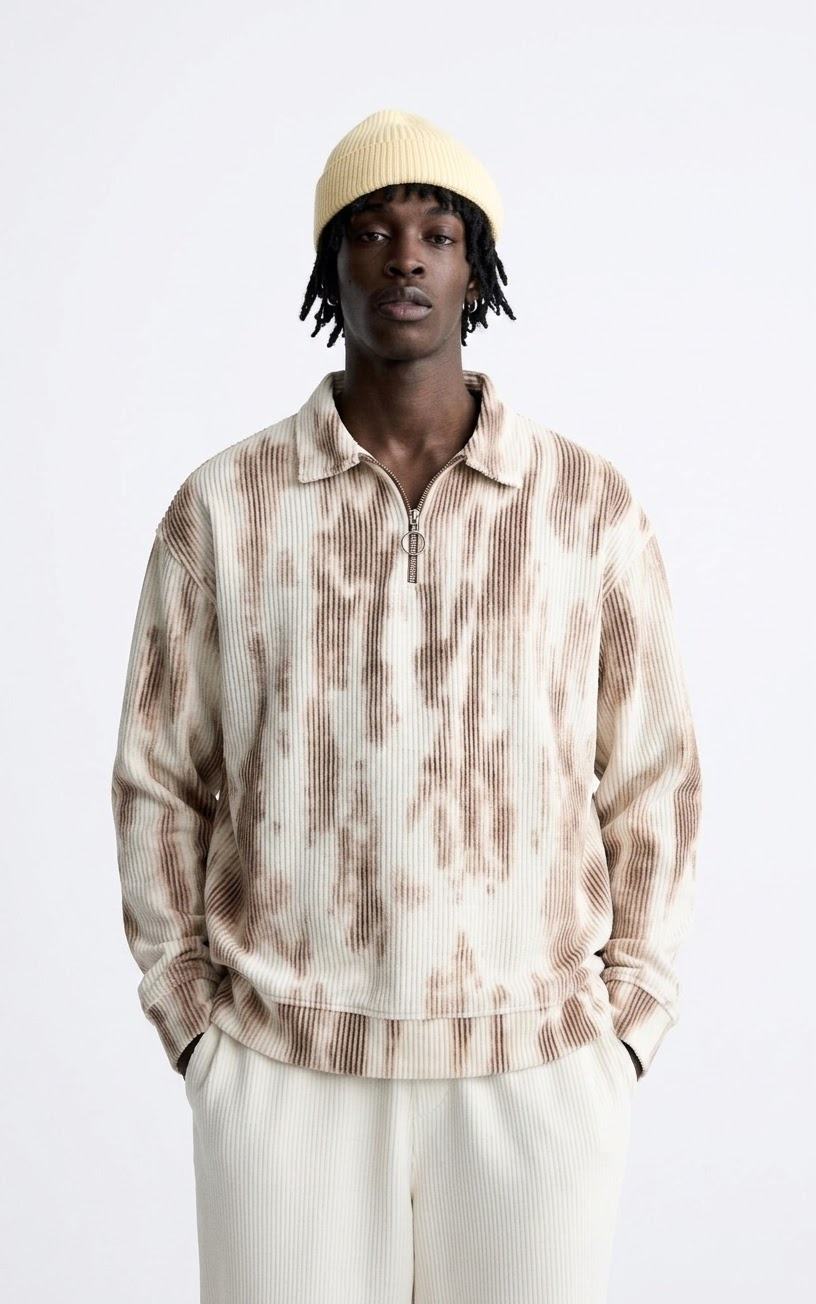 Ty Embroidered Half-Zip â€” White, on model